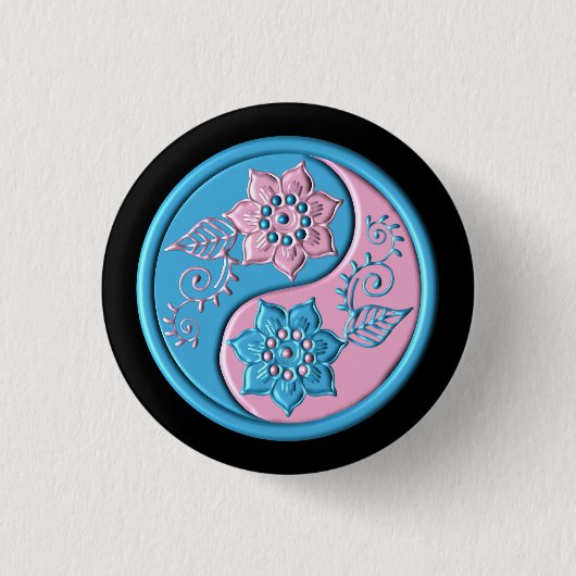 Teal- und Pink-Yin-Yang Button (Vorderseite)