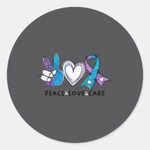 Teal und Purple-Ribbon zur Suizidpräventionsaufklä Runder Aufkleber