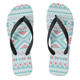 Teal- und rosa-aztekisches Stammesmuster Badesandalen