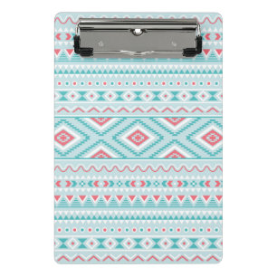 Teal- und rosa-aztekisches Stammesmuster Mini Klemmbrett