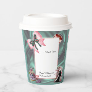 Teal- und Rosé-Hochzeitspapierbecher Pappbecher