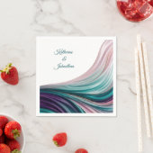 Teal- und Rosé-Seidene Hochzeit Serviette (Beispiel)