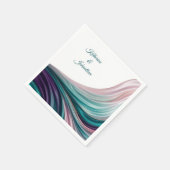 Teal- und Rosé-Seidene Hochzeit Serviette (Ecke)