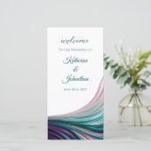 Teal- und Rosé-Seidene Hochzeitsprogramm (Stehend Vorderseite)
