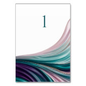 Teal- und Rosé-Seidene Hochzeitstischnummern Tischnummer (Rückseite)