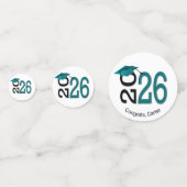 Teal und Schwarz 2026 Abschluss  Konfetti (Vorderseiten)