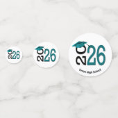 Teal und Schwarz 2026 Abschluss  Konfetti (Rückseiten)