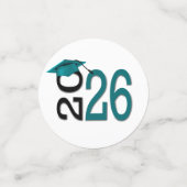 Teal und Schwarz 2026 Abschluss  Konfetti (Klein Vorderseite)