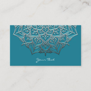 Teal- und Silber-Mandala Elegant Minimal Marokkani Visitenkarte