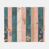 Teal und Ton Himmelstreifen mit tribalen Details Fleecedecke (Vorderseite (Horizontal))