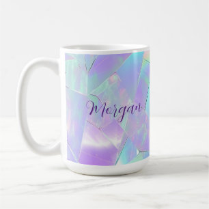 Teal- und violett schillernde Gestaltung, Schriftn Kaffeetasse