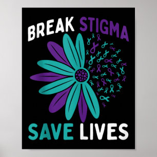 Teal- und violette Präventions-Bewusstseins-Bekund Poster