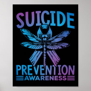 Teal- und violette Schleife für Suizidpräventionsb Poster