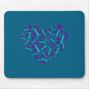 Teal- und violettes Band für Suizidpräventionsbewu Mousepad
