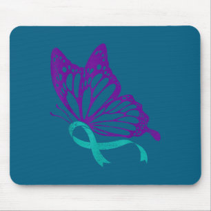 Teal und violettes Band für Suizidpräventionsbewus Mousepad