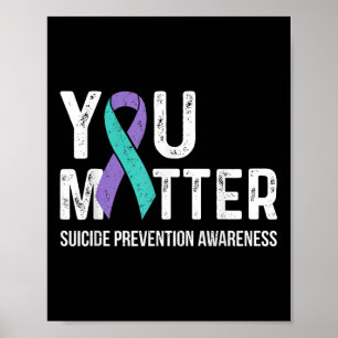 Teal und violettes Band für Suizidpräventionsbewus Poster