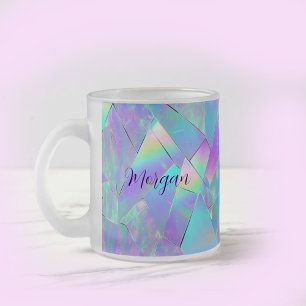 Teal- und violettes irisierendes Design 2, Skriptn Mattglastasse