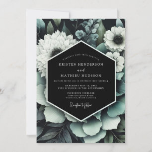 Teal üppige Anemonen-Hochzeit Einladung