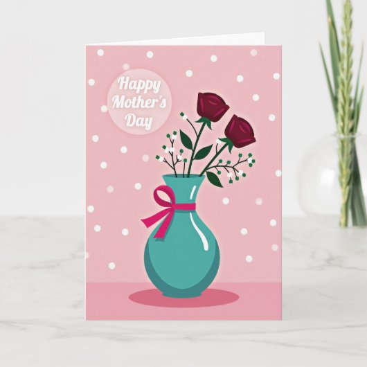 Teal Vase Happy Mothers Day Card Karte (Vorderseite)