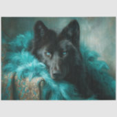 Teal Velvet Black Wolf Portrait Seidenpapier (Vorderseite)