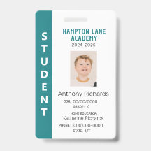 Teal Vertical Stripe Homeschool Student ID Badge