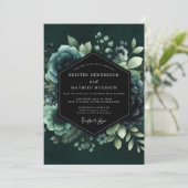 Teal Vesperal Blütenhochzeit Einladung (Stehend Vorderseite)