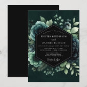 Teal Vesperal Blütenhochzeit Einladung (Vorne/Hinten)