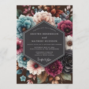 Teal Vivid Tapestry Hochzeit Einladung