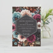 Teal Vivid Tapestry Wedding Einladung (Stehend Vorderseite)