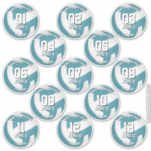 teal volleyball club colors stickers 13 athletes aufkleber (Vorderseite)