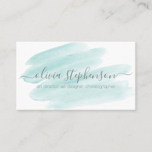 Teal-Wasserfarbe-Blush-Swash Visitenkarte