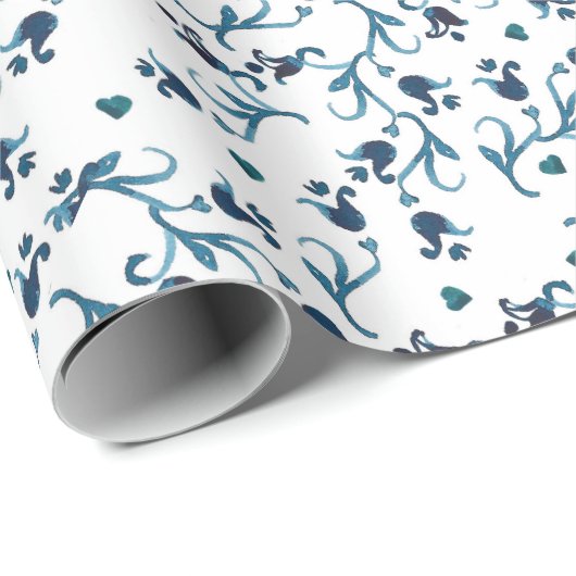 Teal Watercolor Boho Geschenkpapier (Rolleneckpunkt)