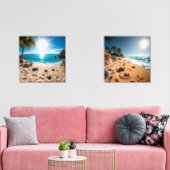 Teal Watercolor Sea Turtle Coastal Zen Bilderwand Sets (Wohnzimmer)