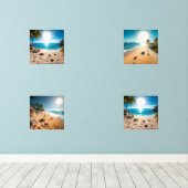 Teal Watercolor Sea Turtle Coastal Zen Bilderwand Sets (Holzboden)