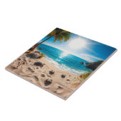 Teal Watercolor Sea Turtle Coastal Zen Fliese (Seite)