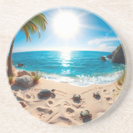 Teal Watercolor Sea Turtle Coastal Zen Getränkeuntersetzer