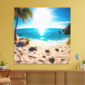 Teal Watercolor Sea Turtle Coastal Zen Leinwanddruck (Insitu (Wohnzimmer))