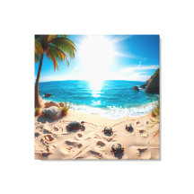 Teal Watercolor Sea Turtle Coastal Zen