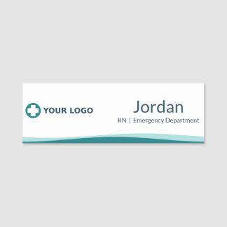 Teal Wave Nurse Logo Mitarbeiter Namensschild