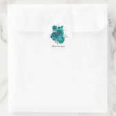 Teal WEdding roses customizable Runder Aufkleber (Tasche)