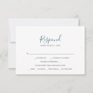 Teal Wedding RSVP Cards Karte