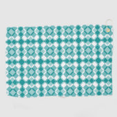 Teal Weiß Karo Argyle-Muster Golfhandtuch (Horizontal)