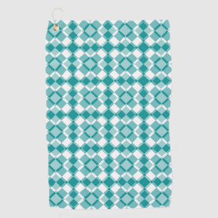 Teal Weiß Karo Argyle-Muster Golfhandtuch