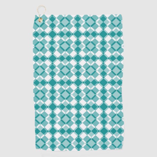 Teal Weiß Karo Argyle-Muster Golfhandtuch (Vorderseite)