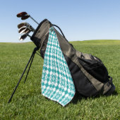 Teal Weiß Karo Argyle-Muster Golfhandtuch (Gras)