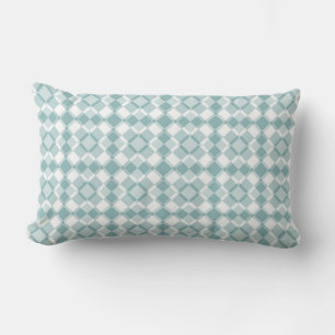 Teal Weiß Karo Argyle-Muster Lendenkissen