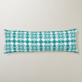 Teal Weiß Karo Argyle-Muster Seitenschläferkissen (Rückseite)