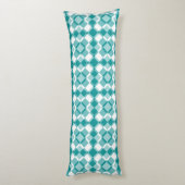 Teal Weiß Karo Argyle-Muster Seitenschläferkissen (Rückseite (Vertikal))