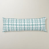 Teal Weiß Karo Argyle-Muster Seitenschläferkissen (Rückseite)