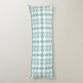 Teal Weiß Karo Argyle-Muster Seitenschläferkissen (Rückseite (Vertikal))